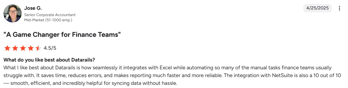 Datarails customer reviews