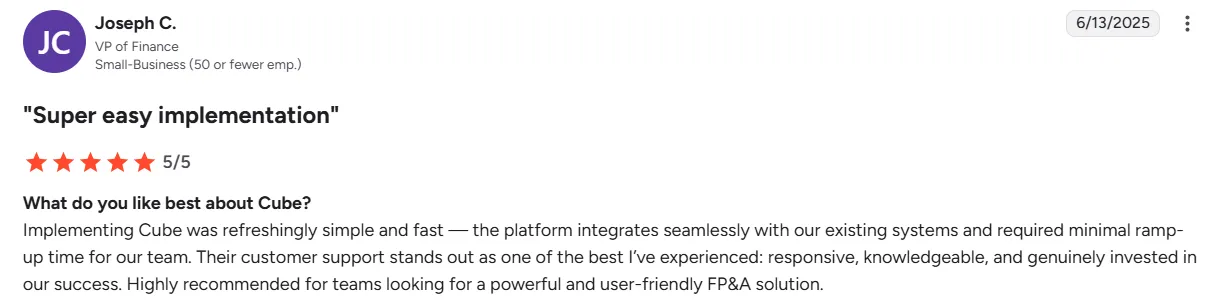 Cube Software customer reviews