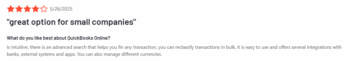 QuickBooks customer reviews