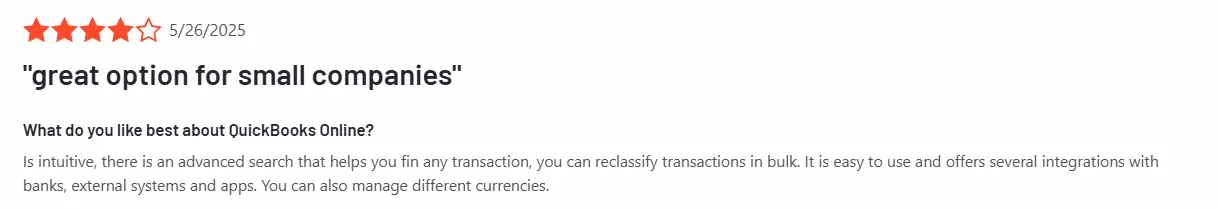 QuickBooks customer reviews