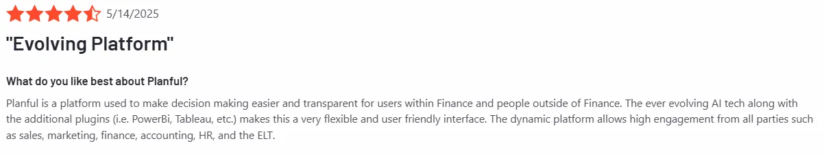 Planful customer reviews