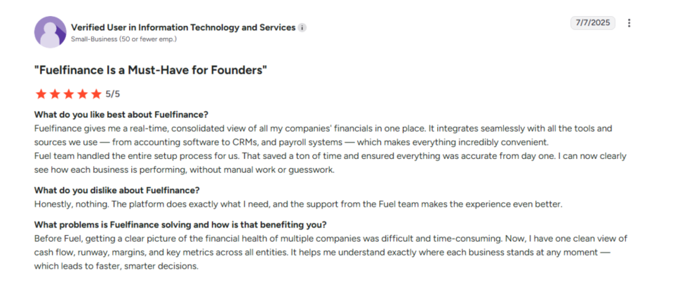 Fuelfinance financial management system user opinion