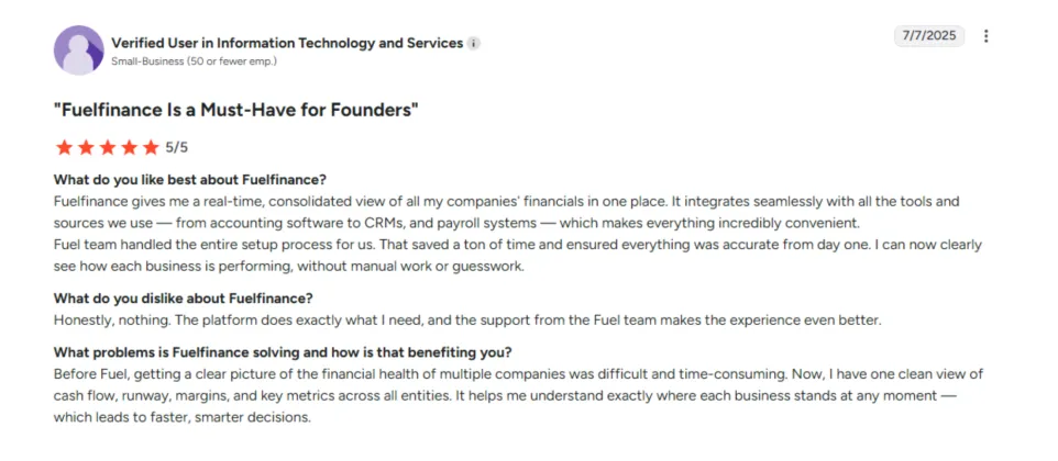 Fuelfinance financial management system user opinion