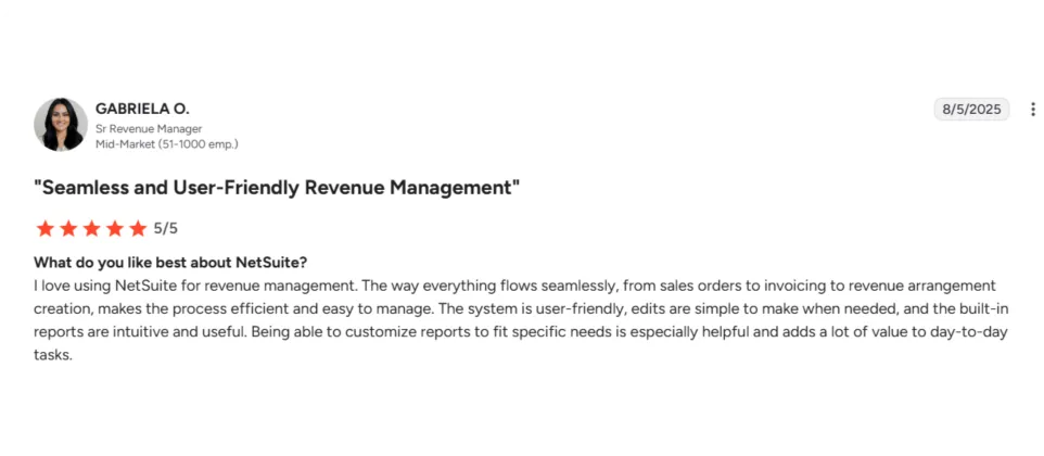 How NetSuite is seen by customers - most users recommend NetSuite for its revenue management