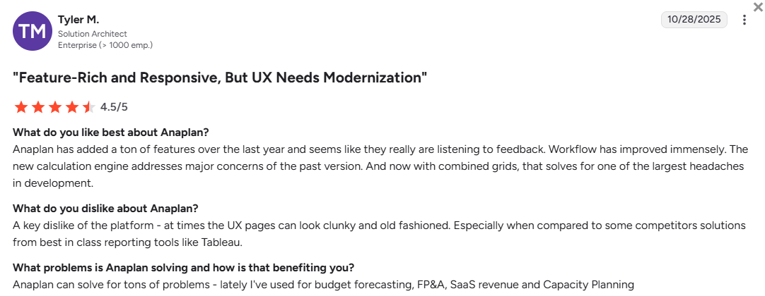 Anaplan user review
