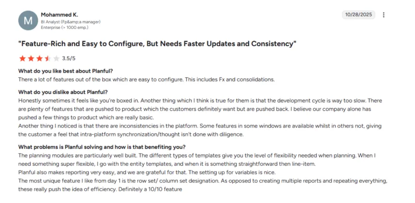 Planful user review