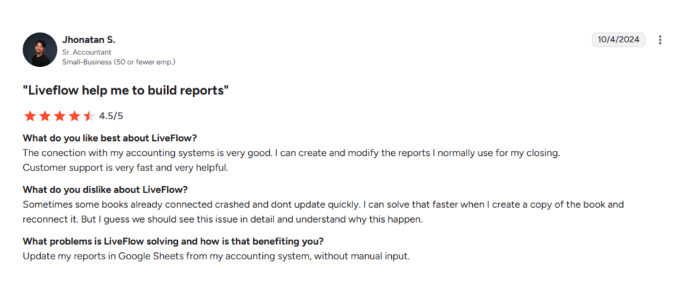 LiveFlow user review