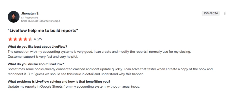 LiveFlow user review