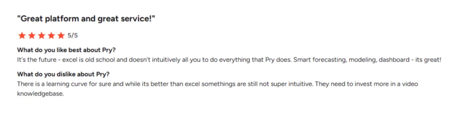 Pry finance tool customer opinion