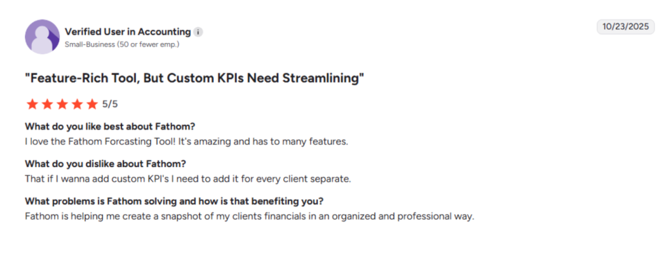 Fathom finances user review