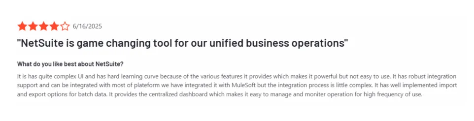 NetSuite customer reviews