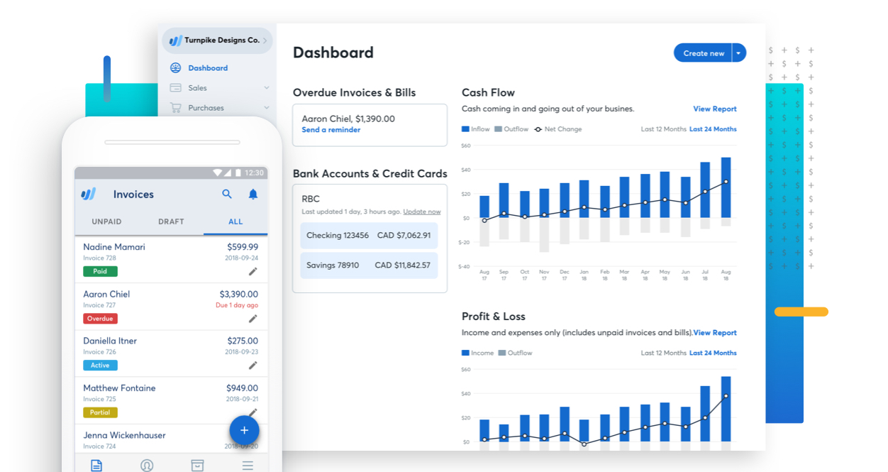 Accounting software integrations: A screenshot of the Wave dashboard