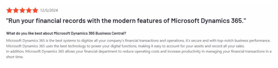 Dynamics 365 customer reviews