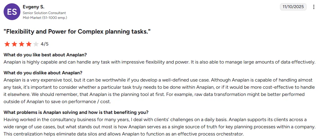 Anaplan user review