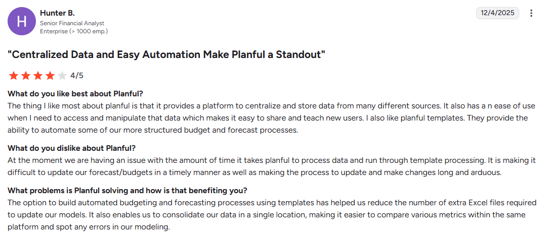 Planful customer review