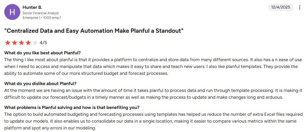 Planful customer review