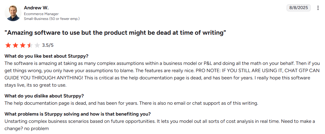 Sturppy budgeting and forecasting tool review