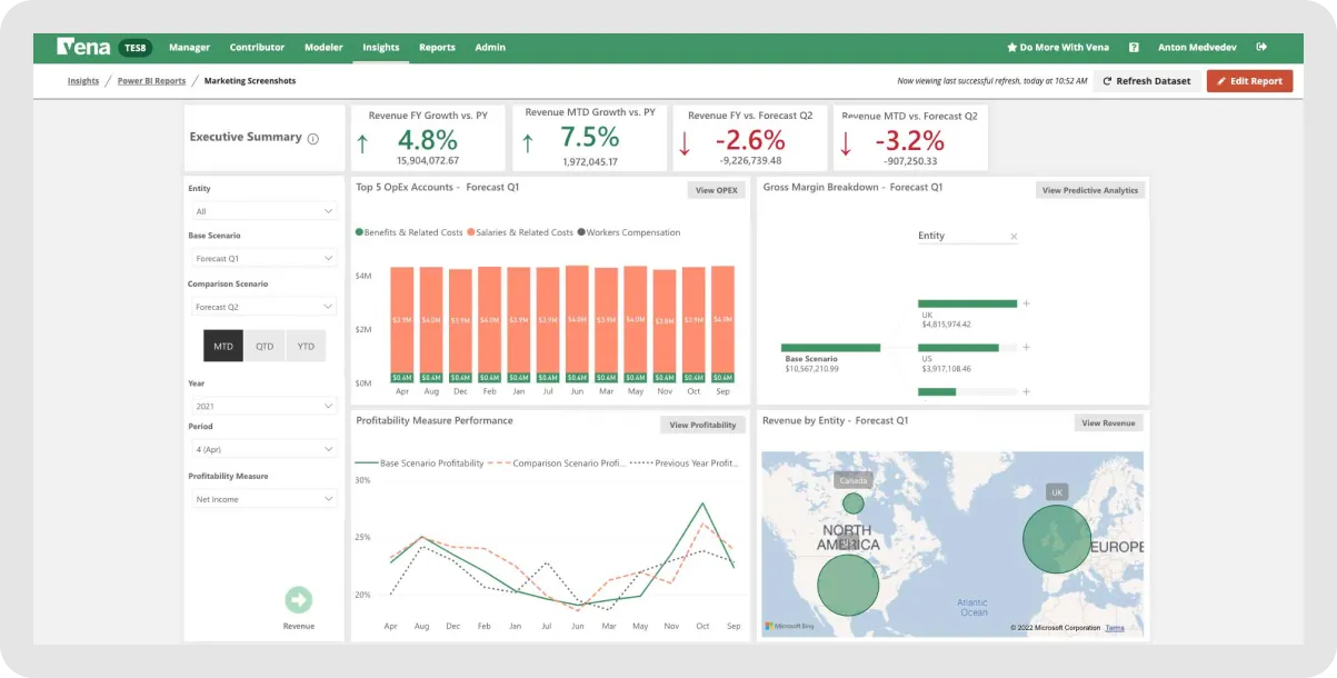 Vena Solutions Excel-based FP&A that connects with NetSuite