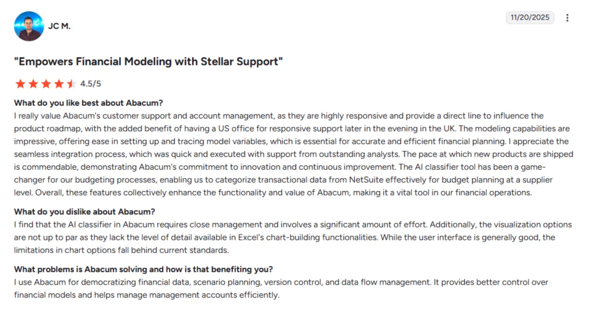 Abacum user review 