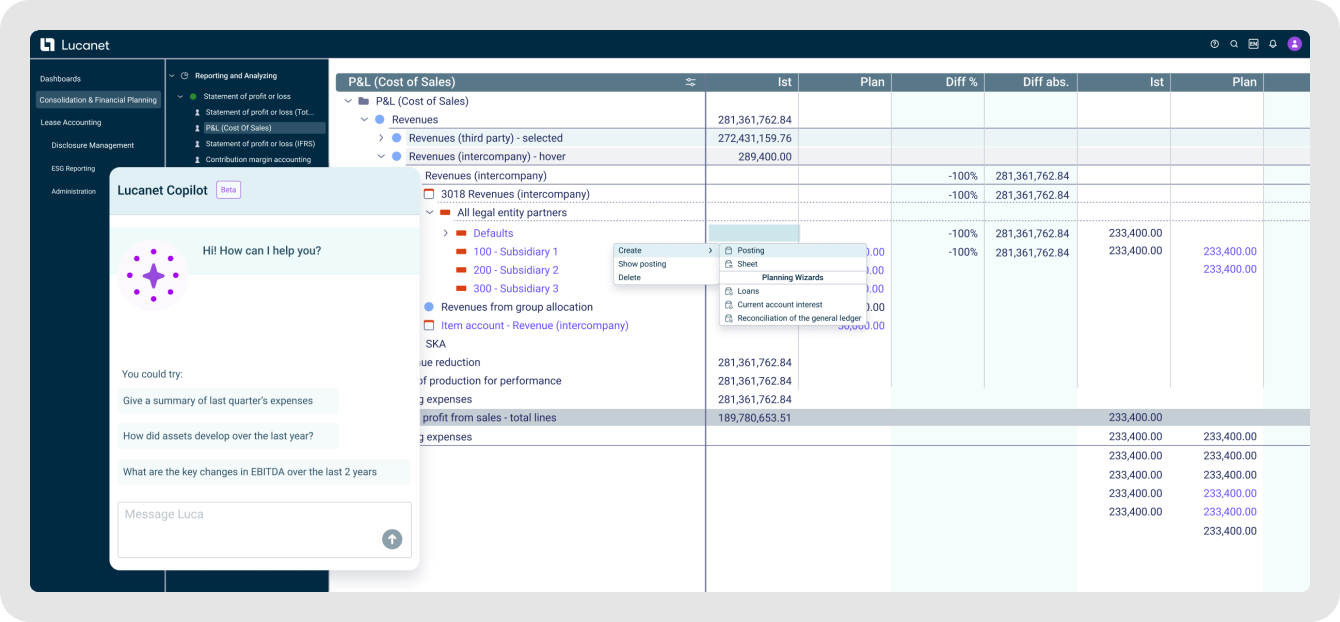 Lucanet AI financial tool