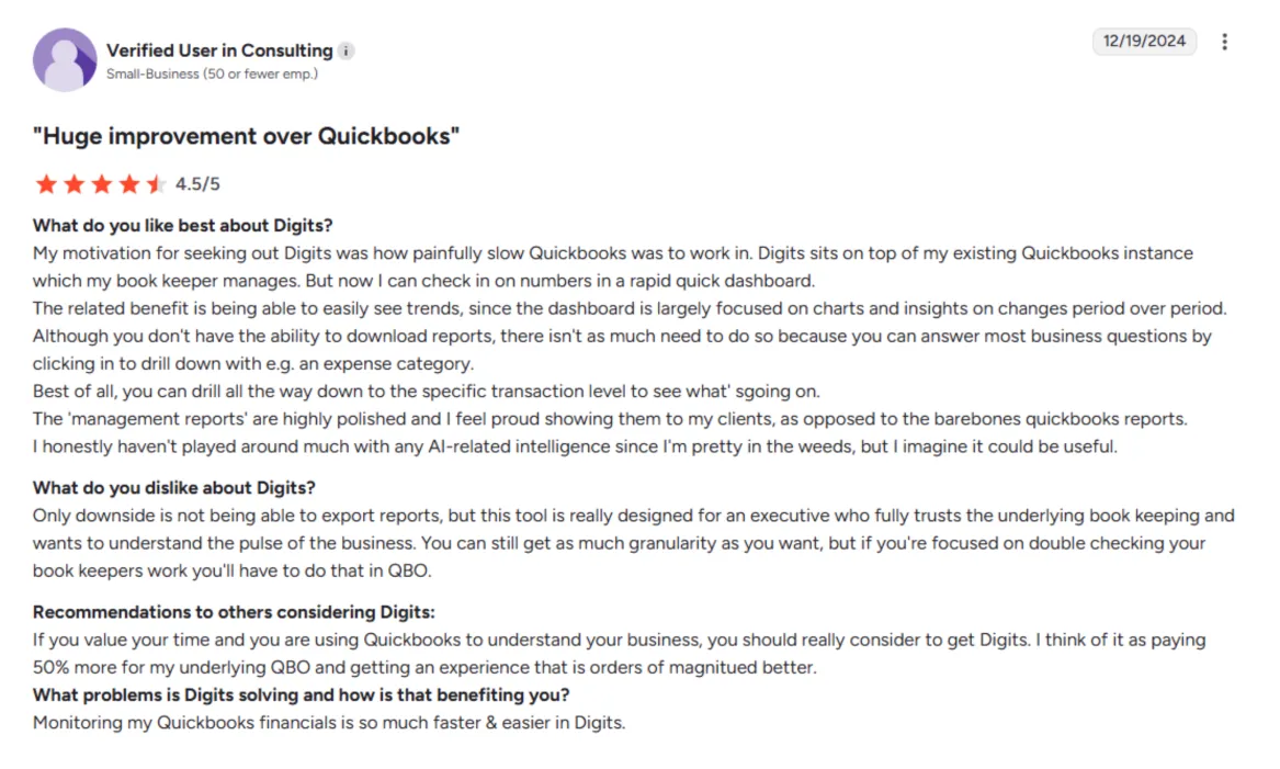 Digits user review