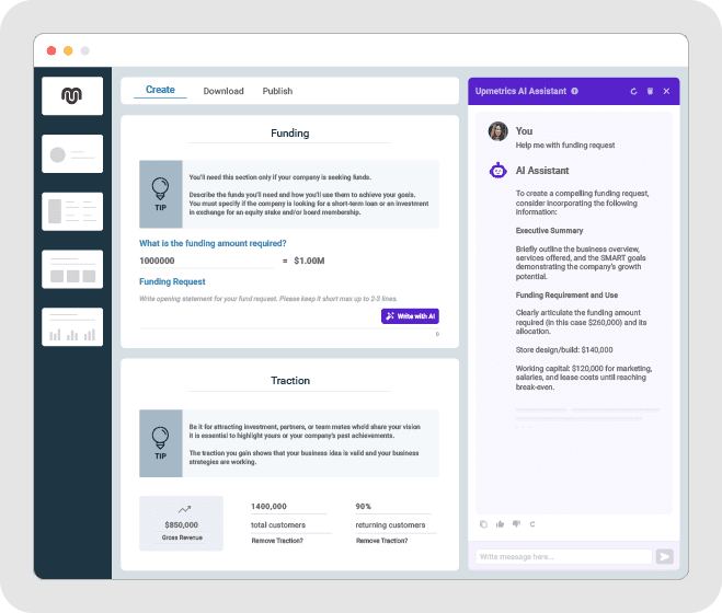 Upmetrics artificial intelligence enhanced financial analysis