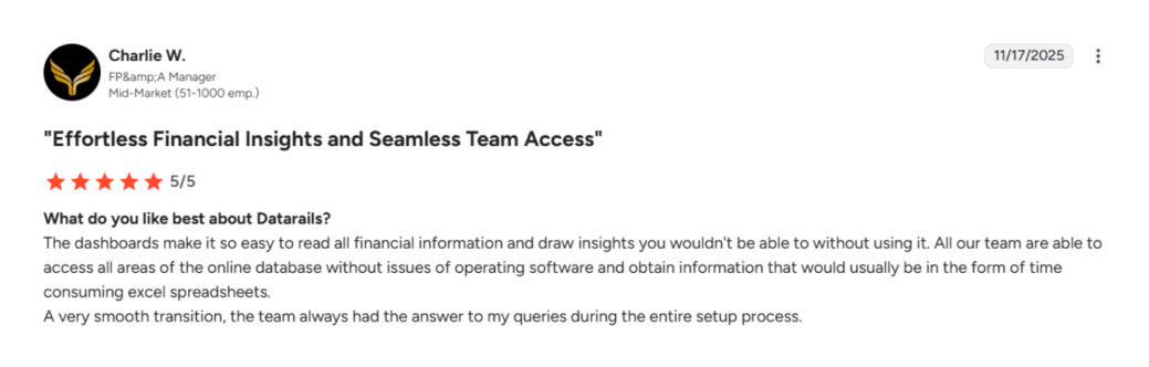 Success stories Datarails - real user review