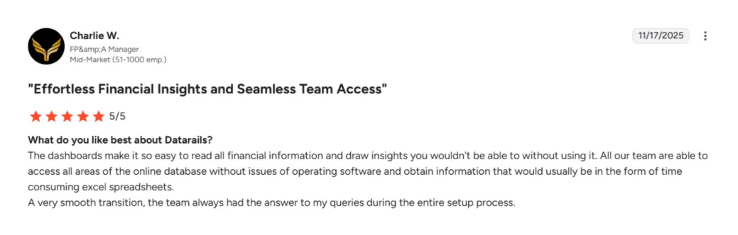 Success stories Datarails - real user review