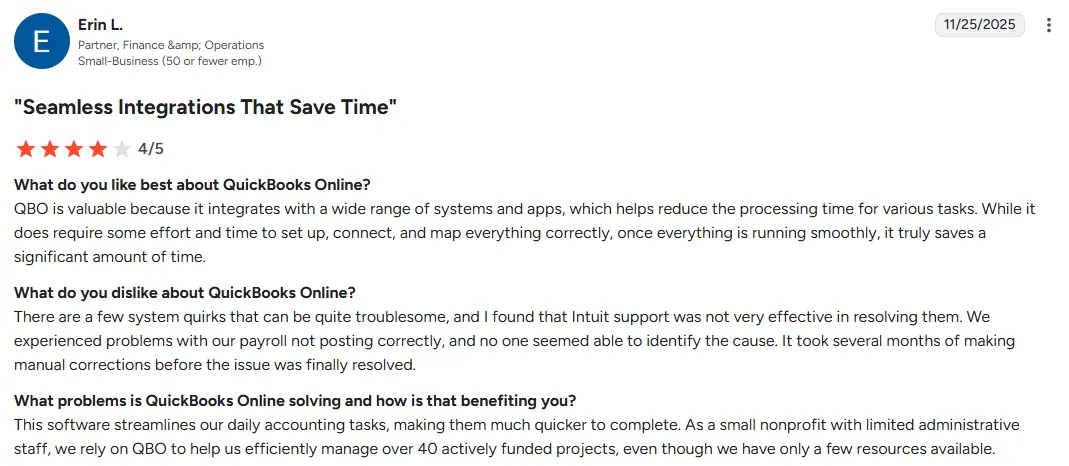 QuickBooks opinion on what it enables organizations to do