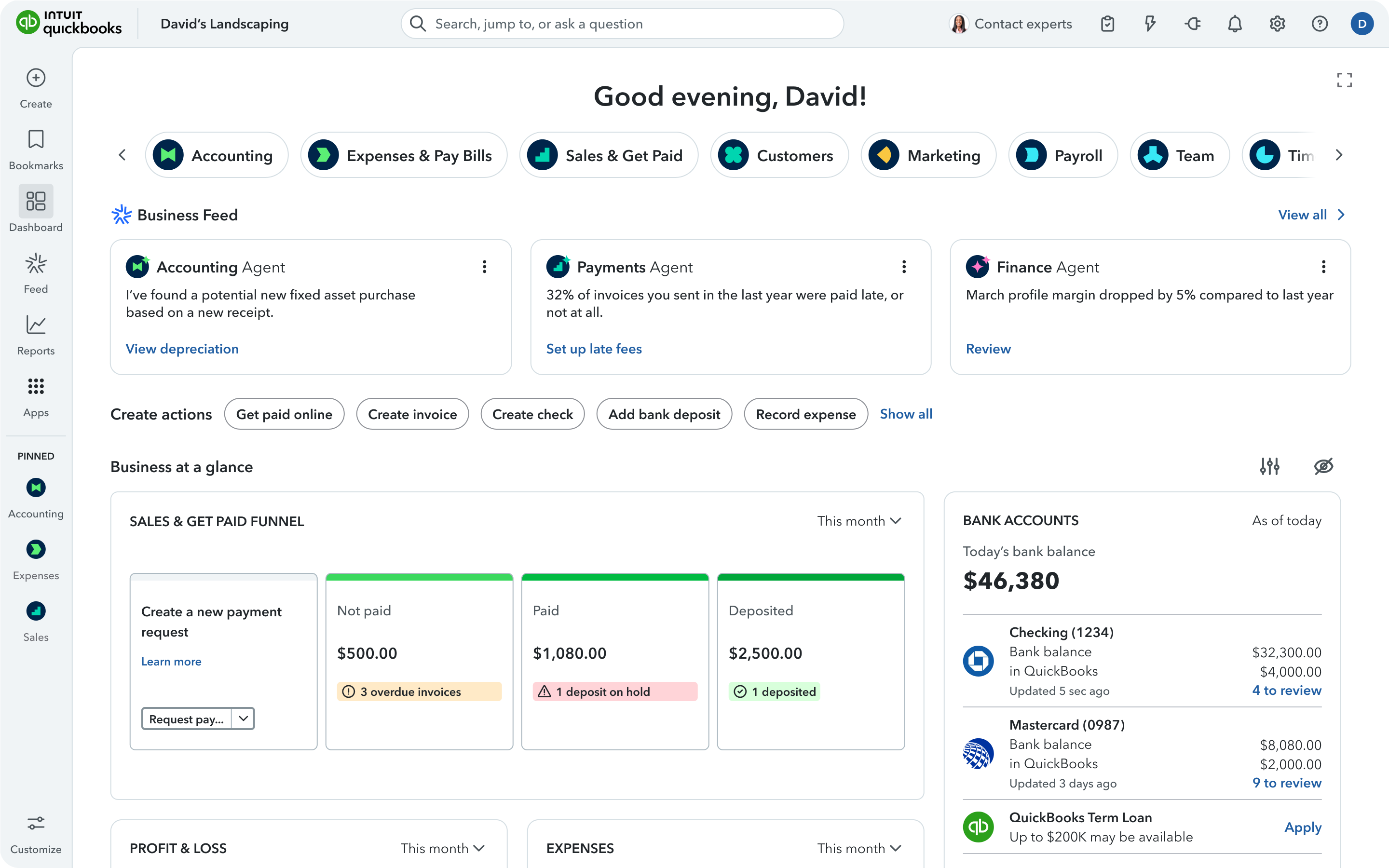 Netsuite vs QuickBooks comparison - QuickBooks screenshot with accounting functions visible