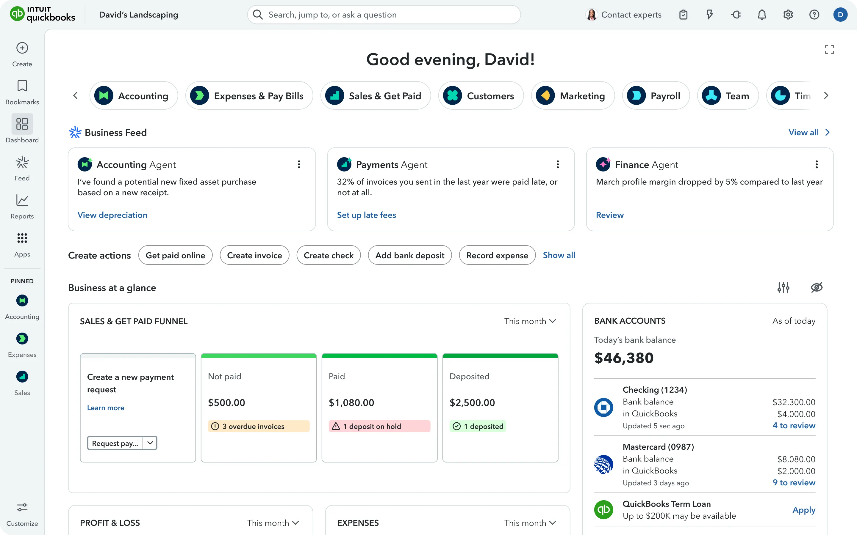 Netsuite vs QuickBooks comparison - QuickBooks screenshot with accounting functions visible