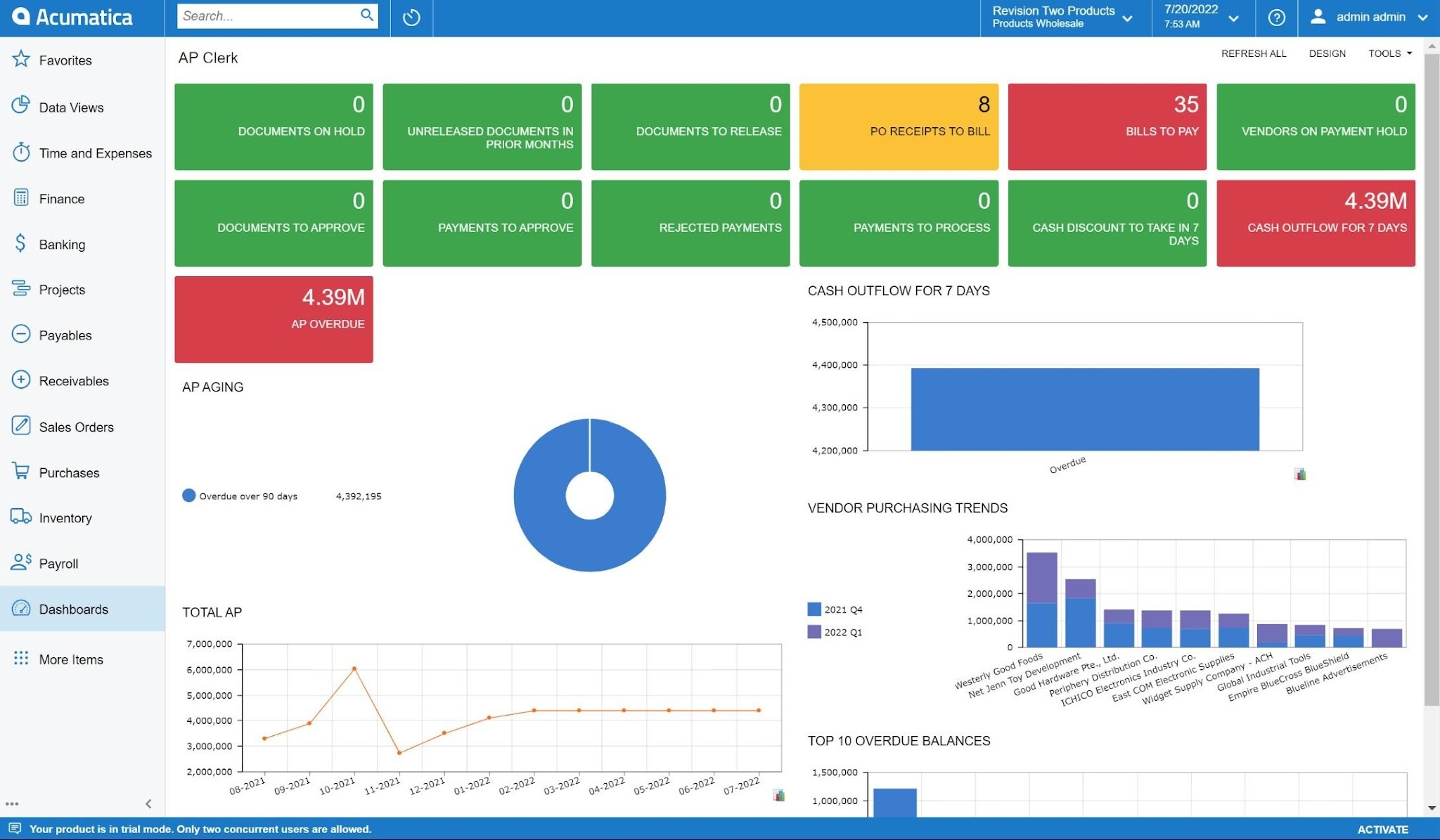 Acumatica cloud accounting system with usage-based pricing plans that allow multiple users as your business grows