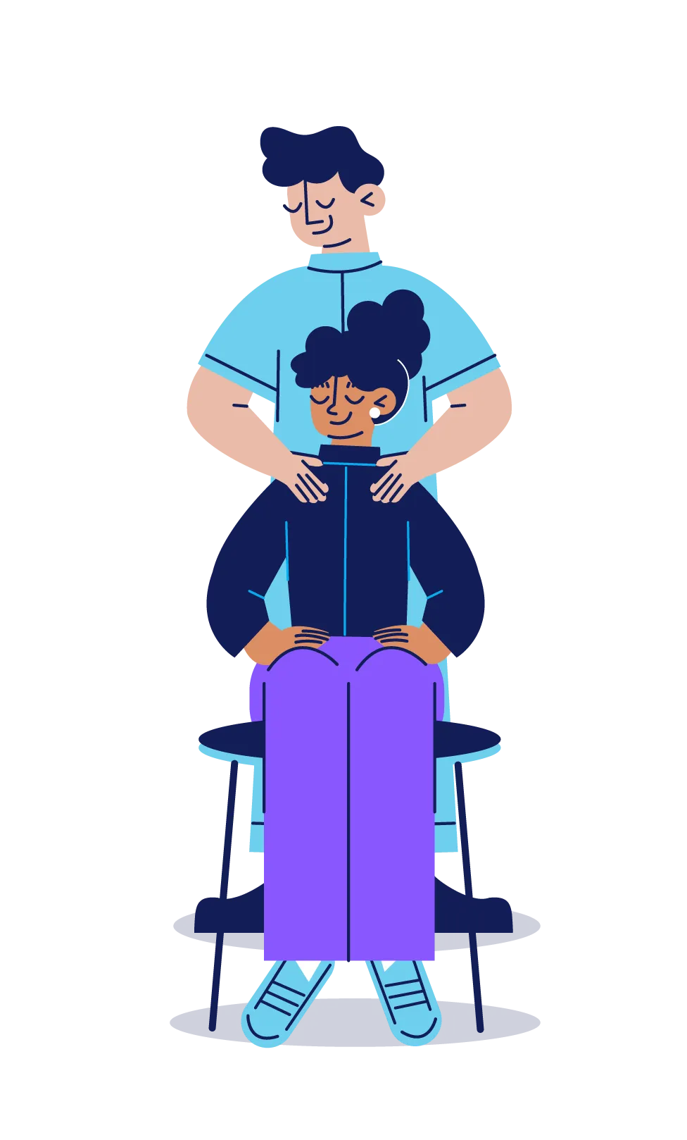 quiropractico haciendo un masaje en los hombres a una mujer sentada