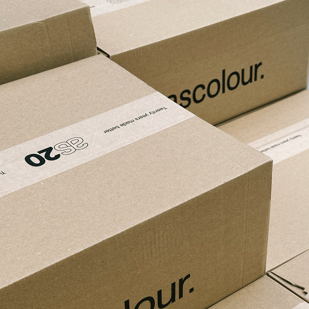 A custom box showcasing our swag kitting service and global distribution.