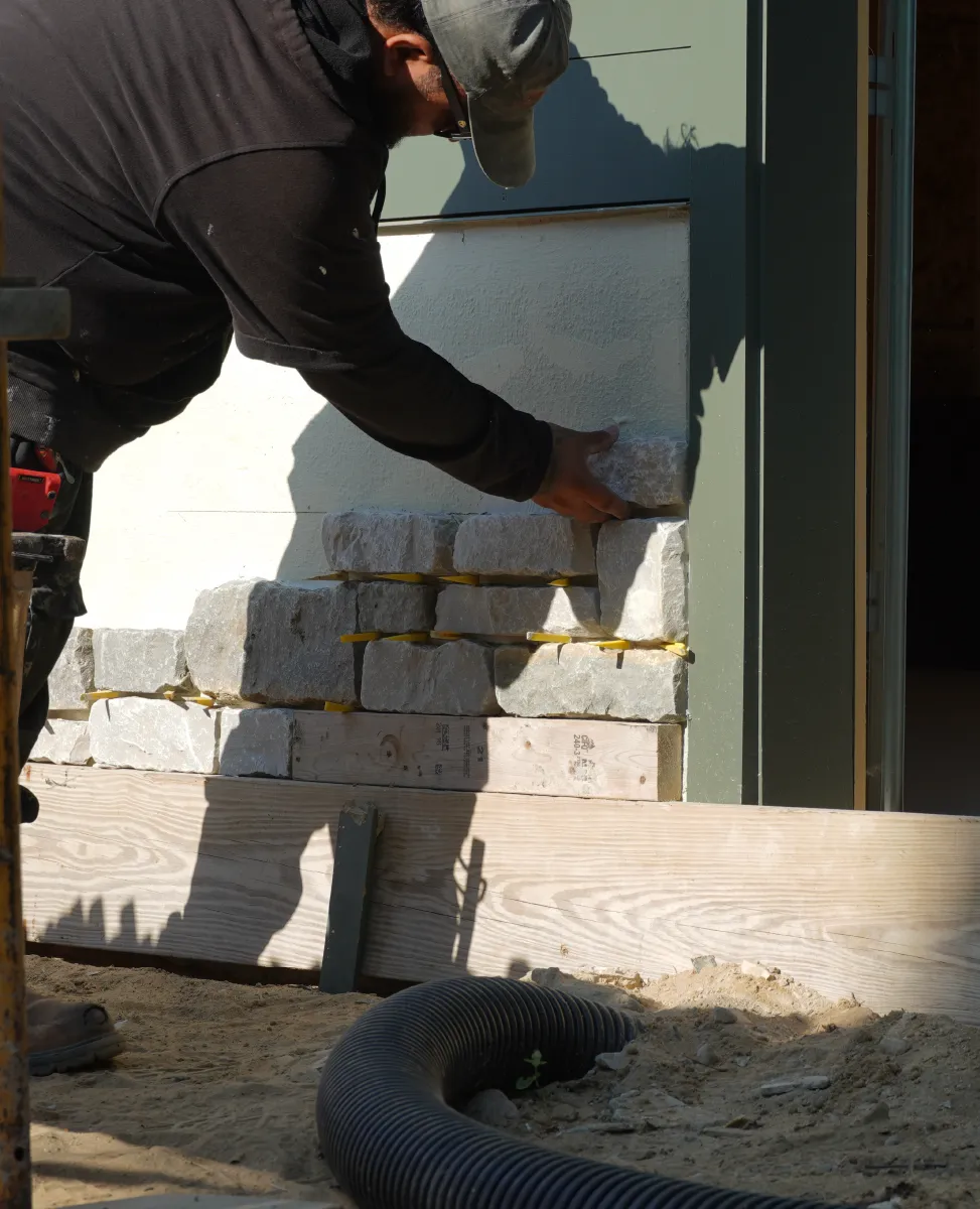 Stone masonry on a residential home