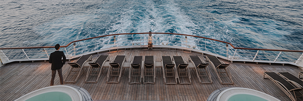Ocean views from an open ship deck