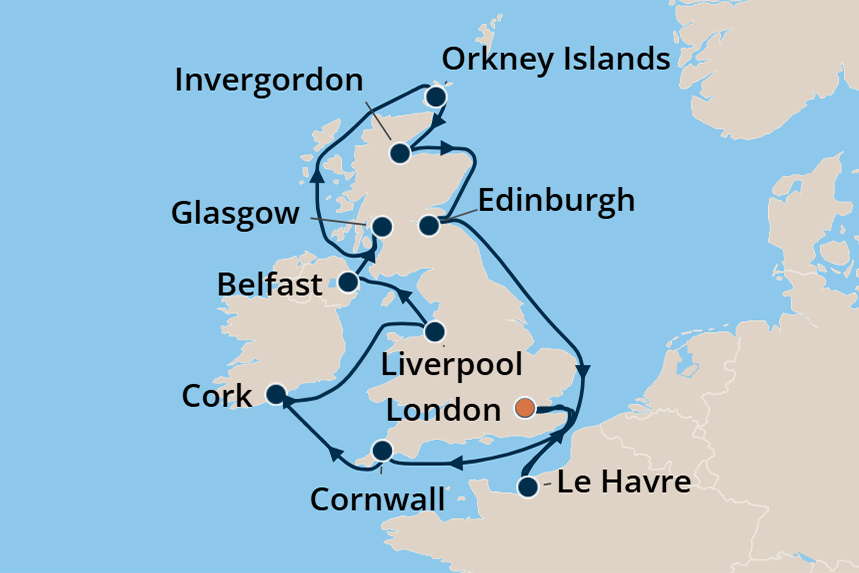 British Isles - Cruise Map