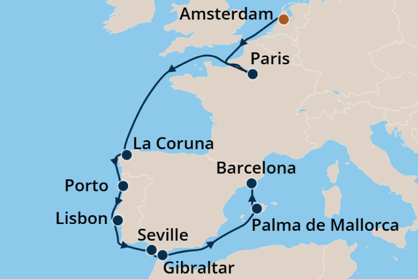 Western Europe - Cruise Map