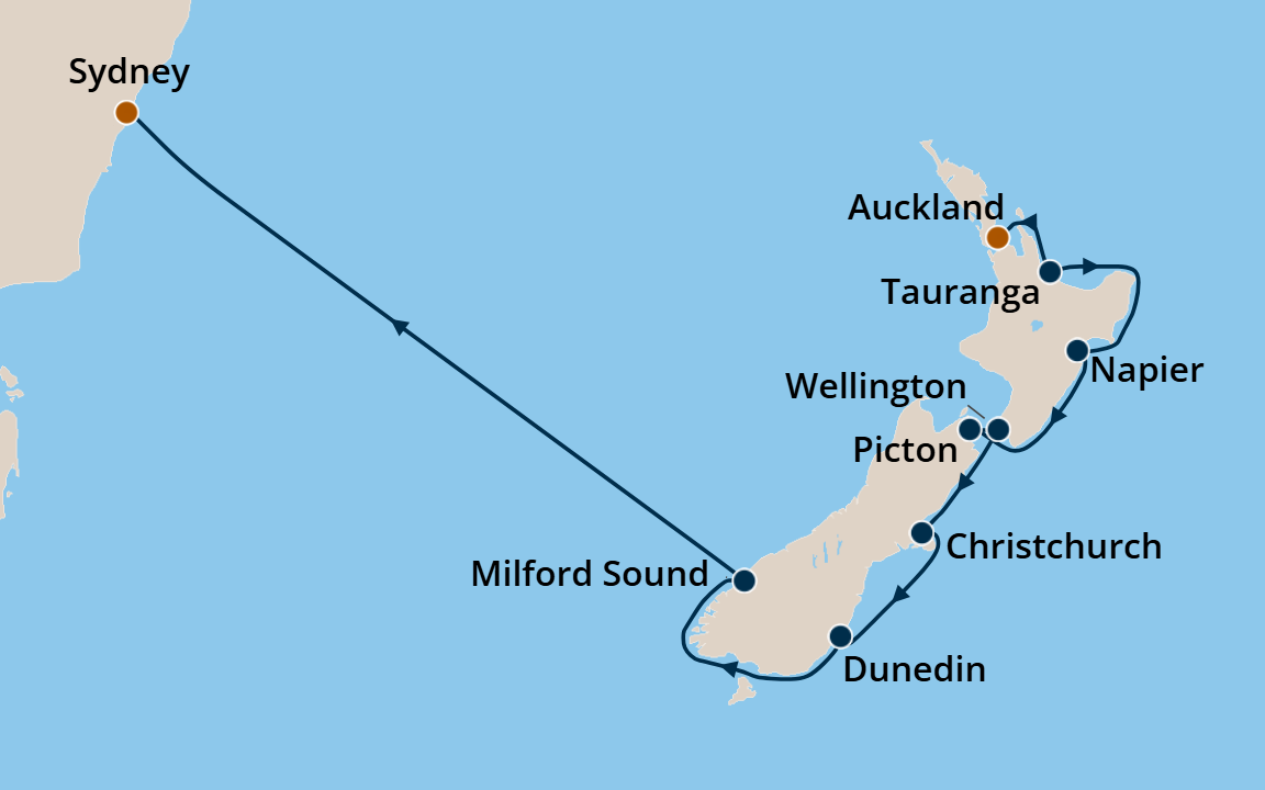 Australia/New Zealand - Cruise Map