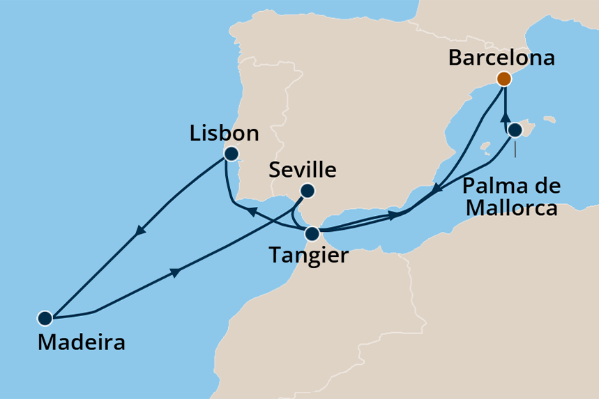 Western Europe - Cruise Map