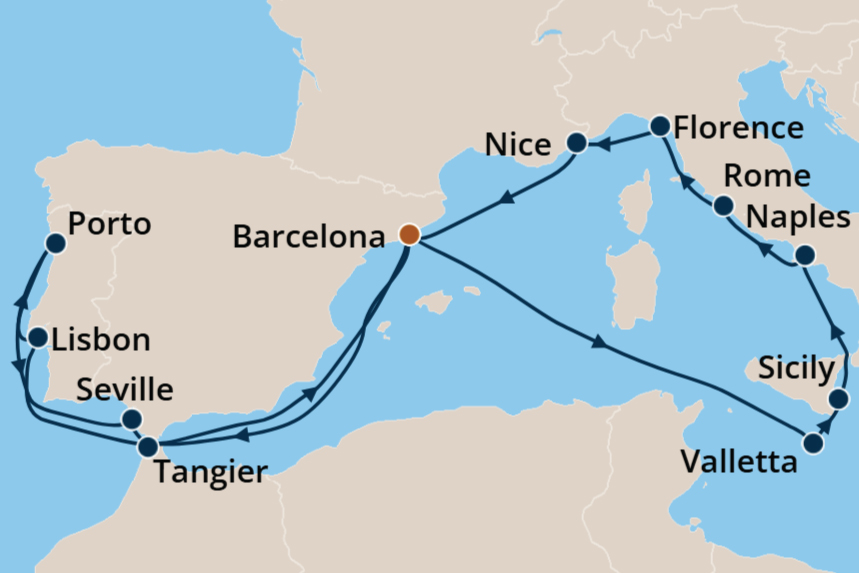 Western Europe - Cruise Map