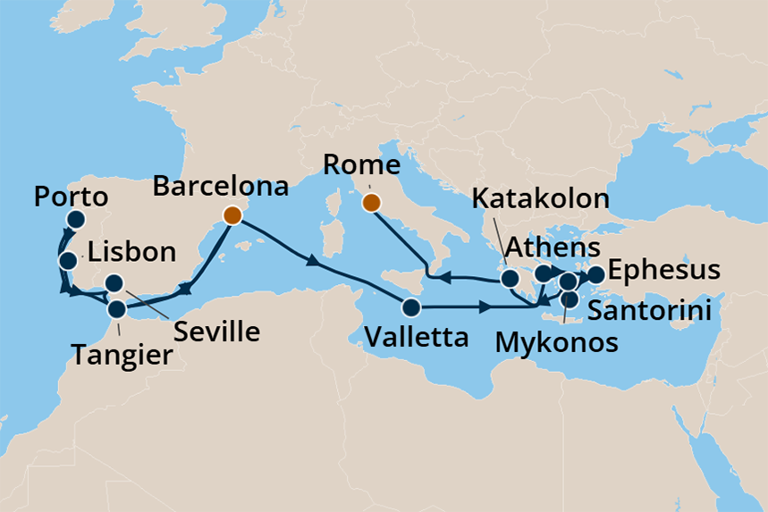 Mediterranean - Cruise Map