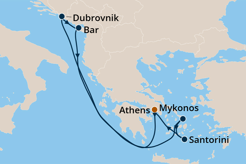 Greek Isles - Cruise Map