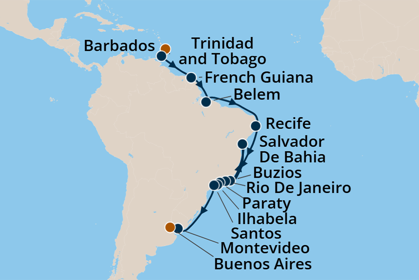 South America - Cruise Map