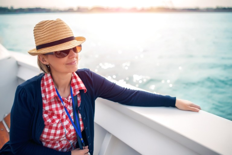 Woman on a cruise ship deck