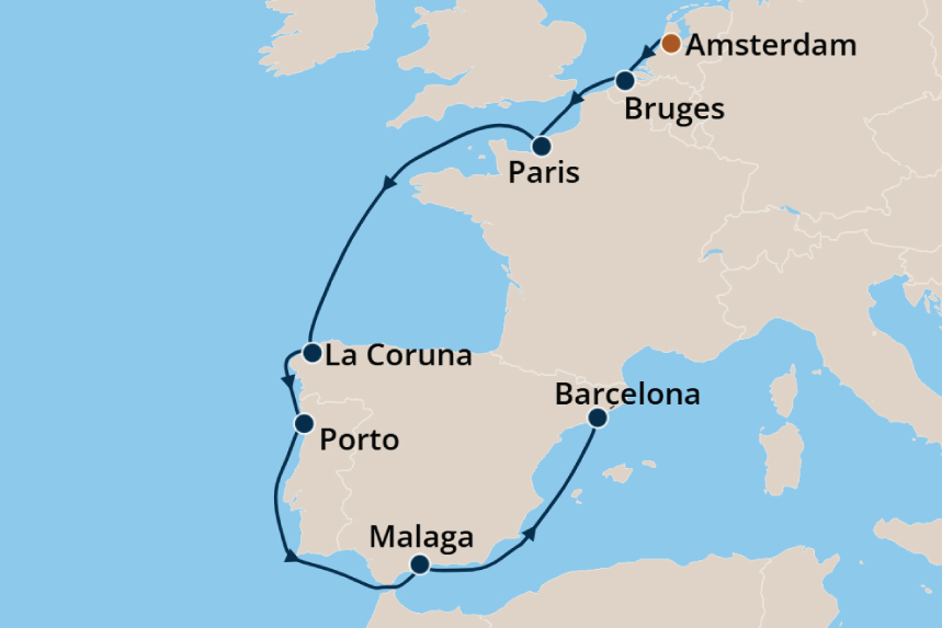 Western Europe - Cruise Map