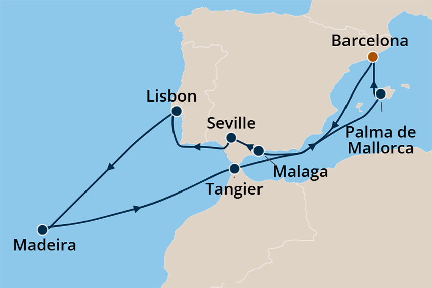Western Europe - Cruise Map