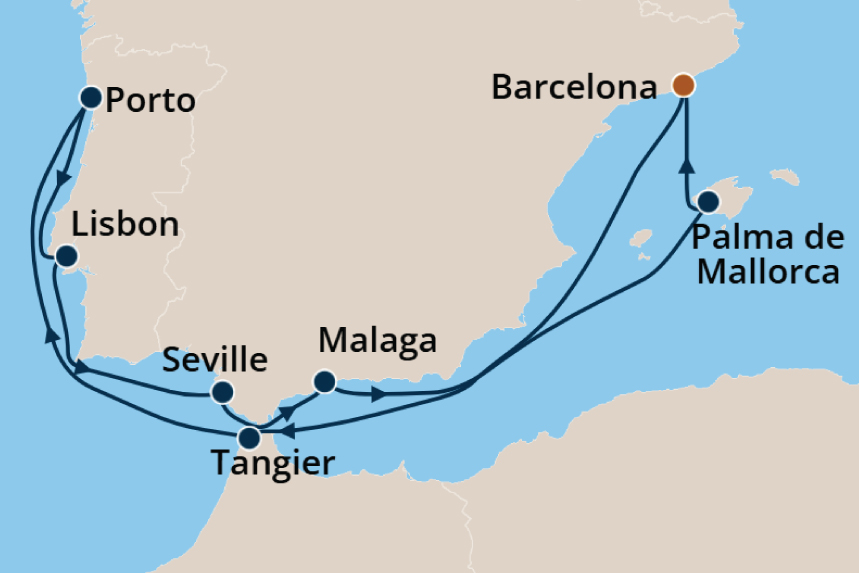 Western Europe - Cruise Map
