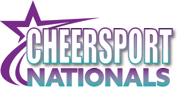 CHEERSPORT Nationals logo with a stylized purple star and swoosh.