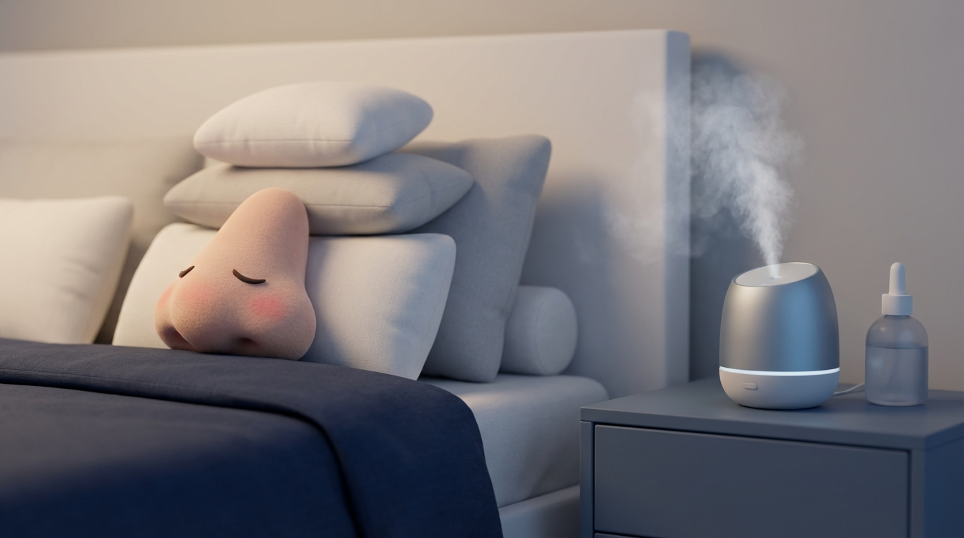 Days 1–3 comfort setup with head elevation, humidifier, and saline